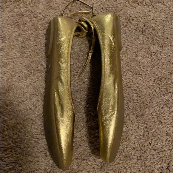 Leather ballet flats, gold. Size 11 - Picture 2 of 3